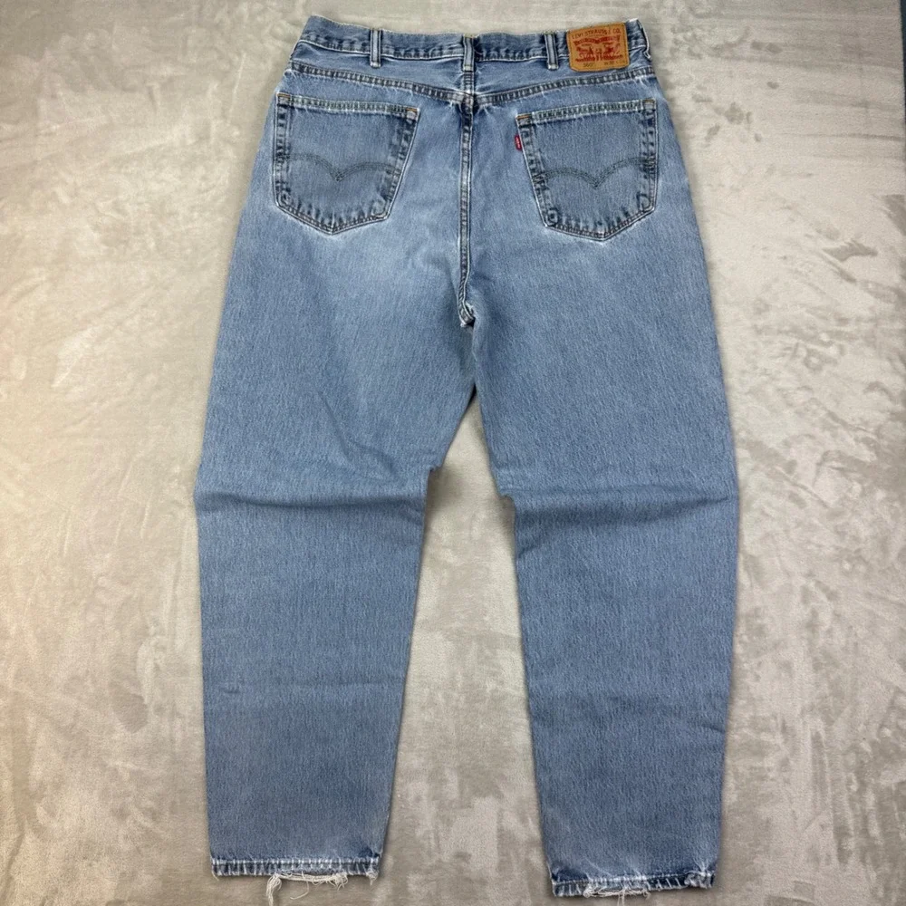 Levis 560 Jeans Mens 38x34(Fits 36) Relaxed Tapered 90s Vintage Light Wash Denim